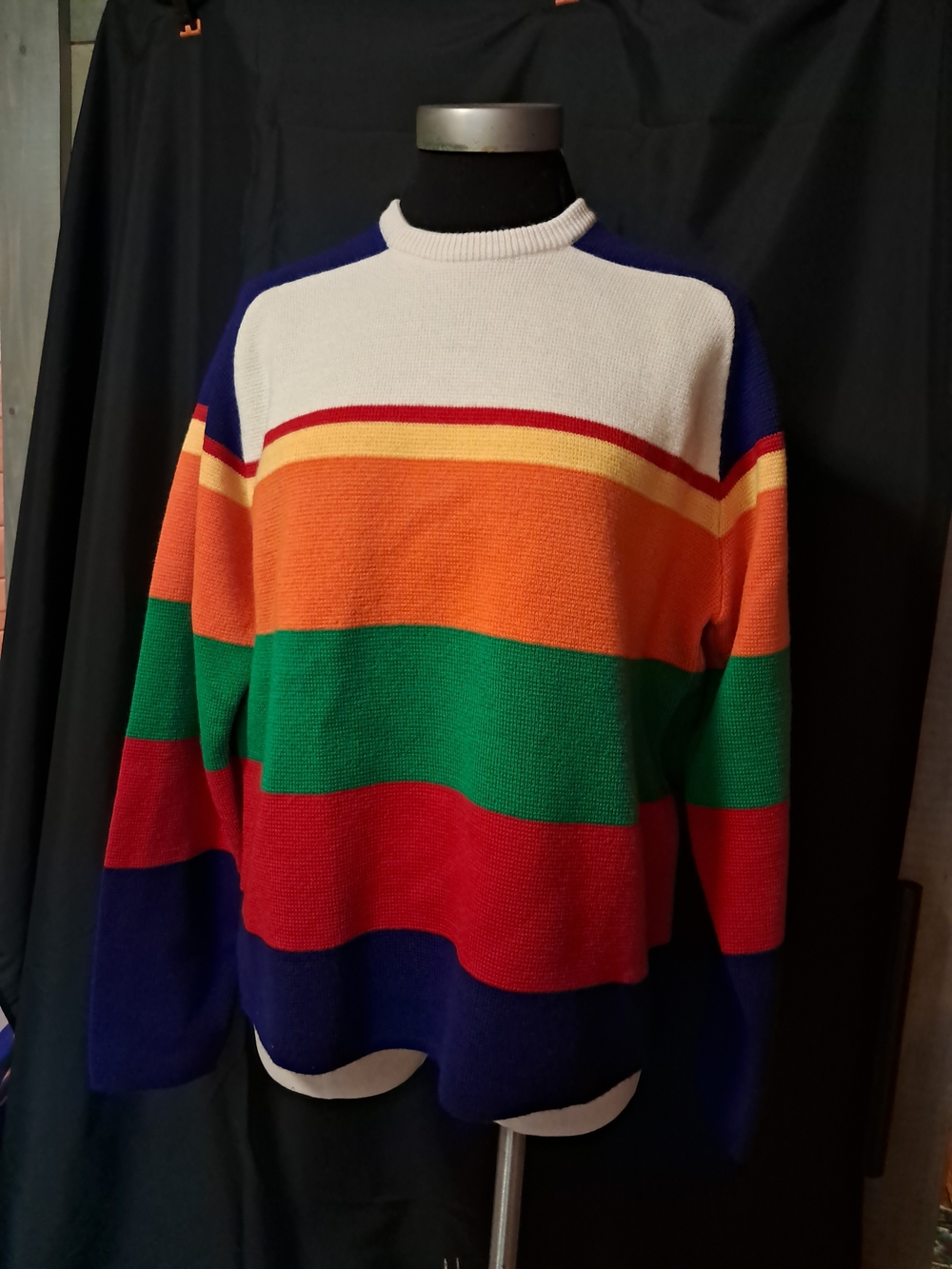 Vintage J Jill Crewneck Sweater - White, Orange, Green, Red, Blue